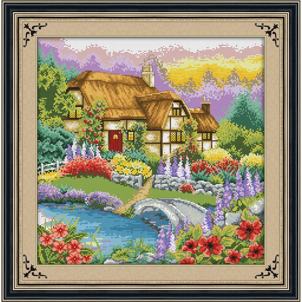 Buy 1 Set Stamped Cross Stitch Kits Material Package with Landscape