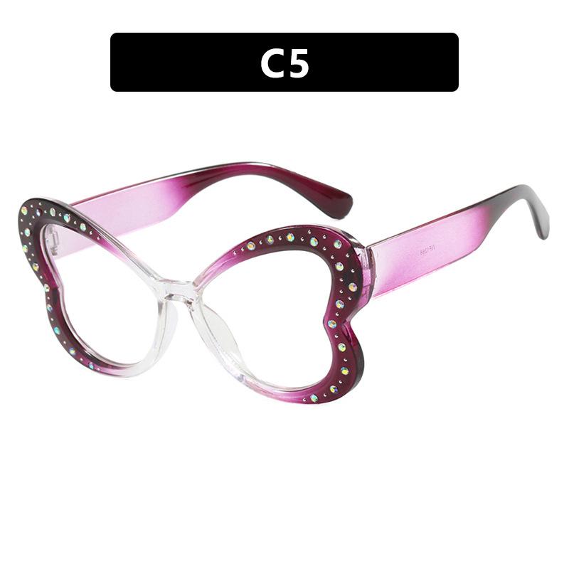 Popular Vintage Anti Blue Light Optical Butterfly Glasses Women Luxury Brand Designer Myopia Prescription Diamond Eyewear Frame