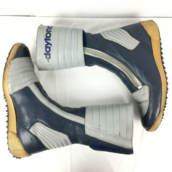 Daytona Vintage Leather Riding Motorcycle Boots Size 40 (Approx. 25.0cm) Gray×Navy Boots/Bike(USED)