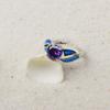 Purple Crystal & Blue Opal Ring | Silver Statement Band Jewelry