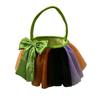 Halloween Candy Basket Mesh Tulle Bow Decorative Bucket Soft Handle Trick or Treat Storage Container for Party and Home Use