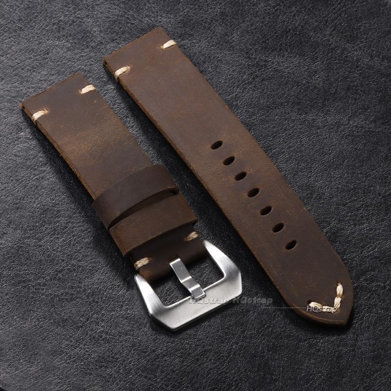 Cinturino Orologio in Pelle di Mucca Fatto a Mano per Panerai PAM111 441 Cinturino in Pelle Marrone Braccialetto Morbido da Uomo 22mm 24mm 26mm Cinturino Vintage
