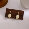 Silver Needle Minimalist Milky White Bean-Shaped Geometric Oval Earrings for Women