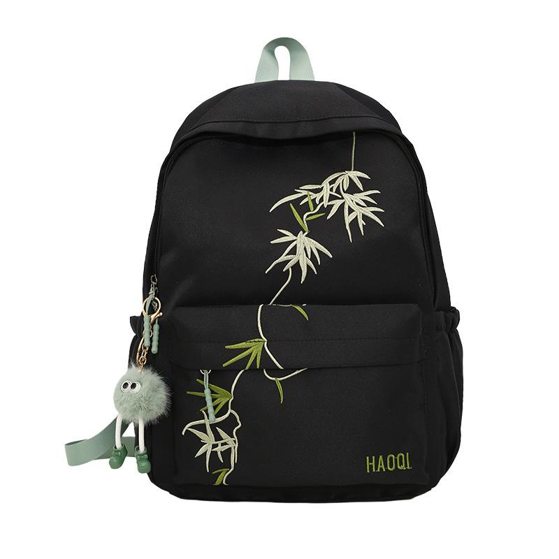 Schoolbag Trendy and Cool Embroidery New Chinese Style Backpack Women's Large-capacity Junior High School Student Schoolbag College Student