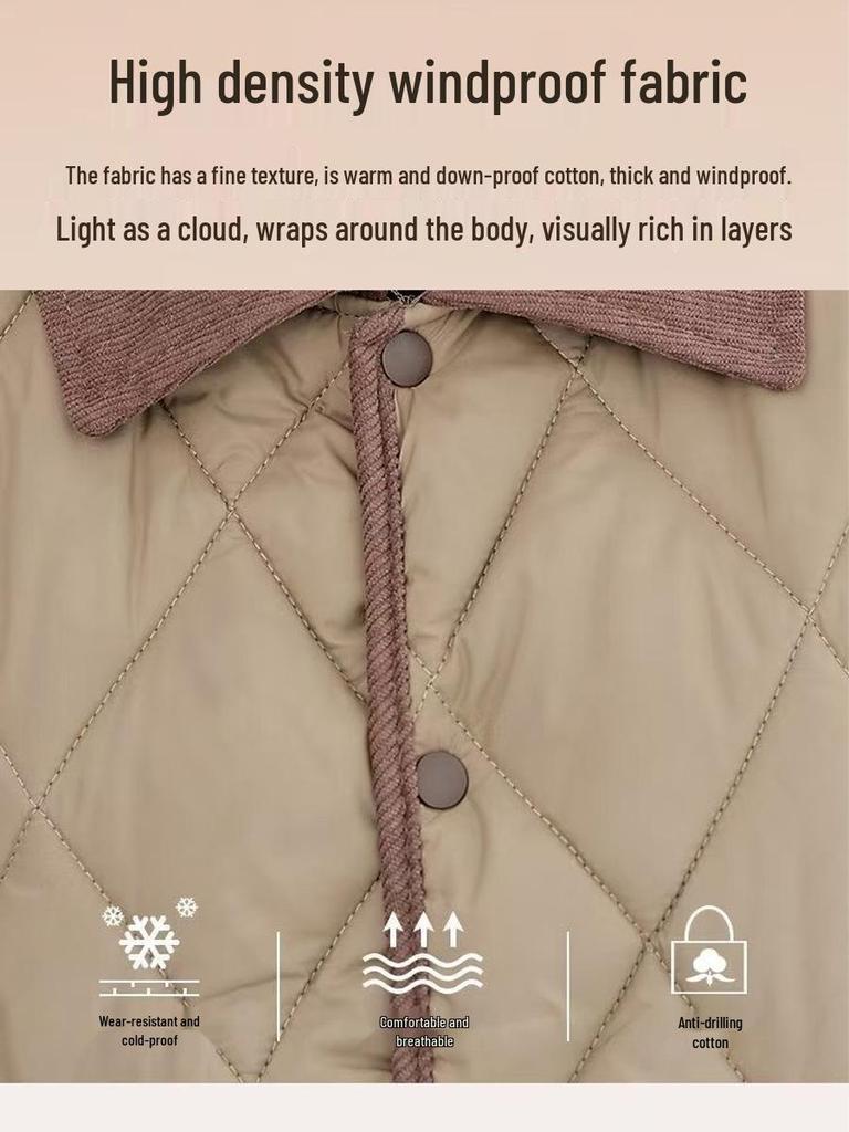 Veste courte en coton amincissante style petite taille pour femmes 2025 - Vêtement d'extérieur léger pour mères d'âge moyen
