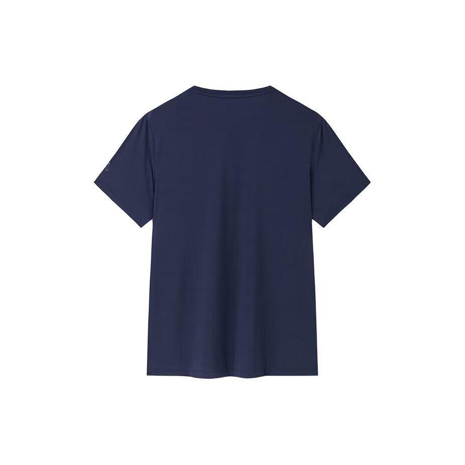 Anta Running Series Solid Color Logo Lettering Round Neck Pullover Short Sleeve T-Shirt Men Tops Midnight-Blue 152325109-5