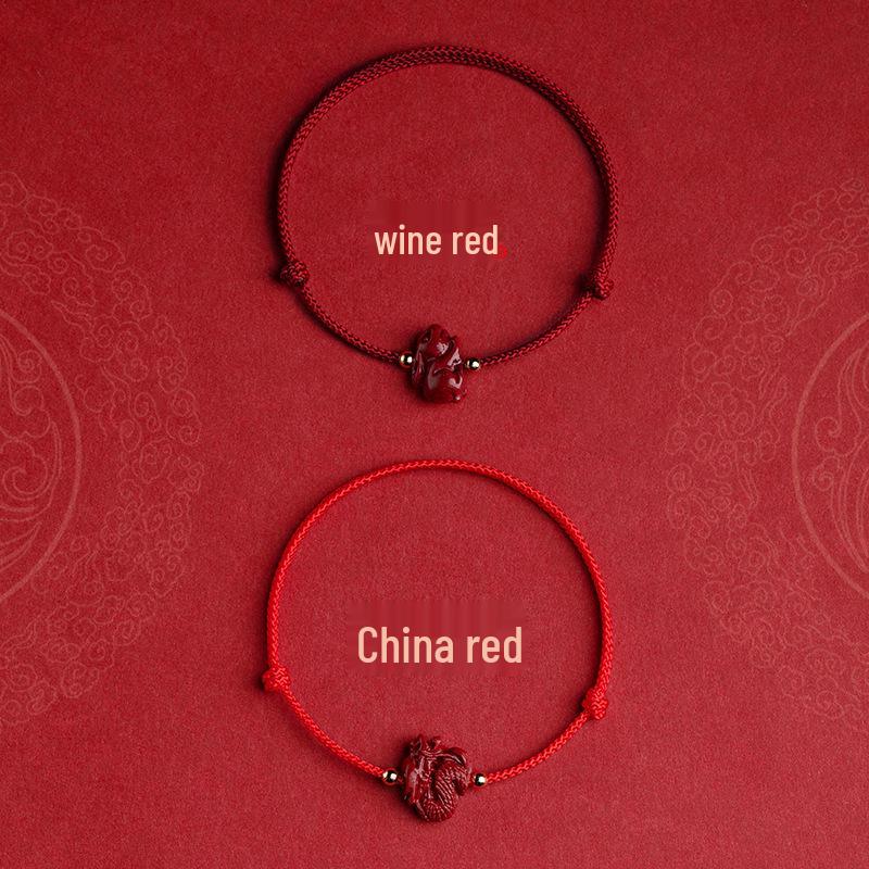 Cinnabar Zodiac Red String Bracelet Anklet, Year of the Snake, Adjustable Gift for Men & Women