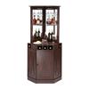 Meuble Bar Industriel d'Angle, Table à Vin pour Alcools & Verres, Buffet Bahut avec Porte-Verres, Bar à Café en Bois Style Ferme Autoportant