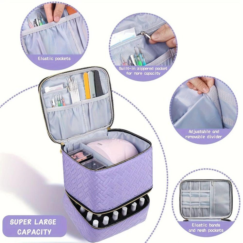 Doppellagige Nagellack-Organizer-Tasche 30 Fächer Handheld Nagelpfl ege-Kit-Tasche Große Kapazität Kosmetiktasche für Nagellack-Liebhaber