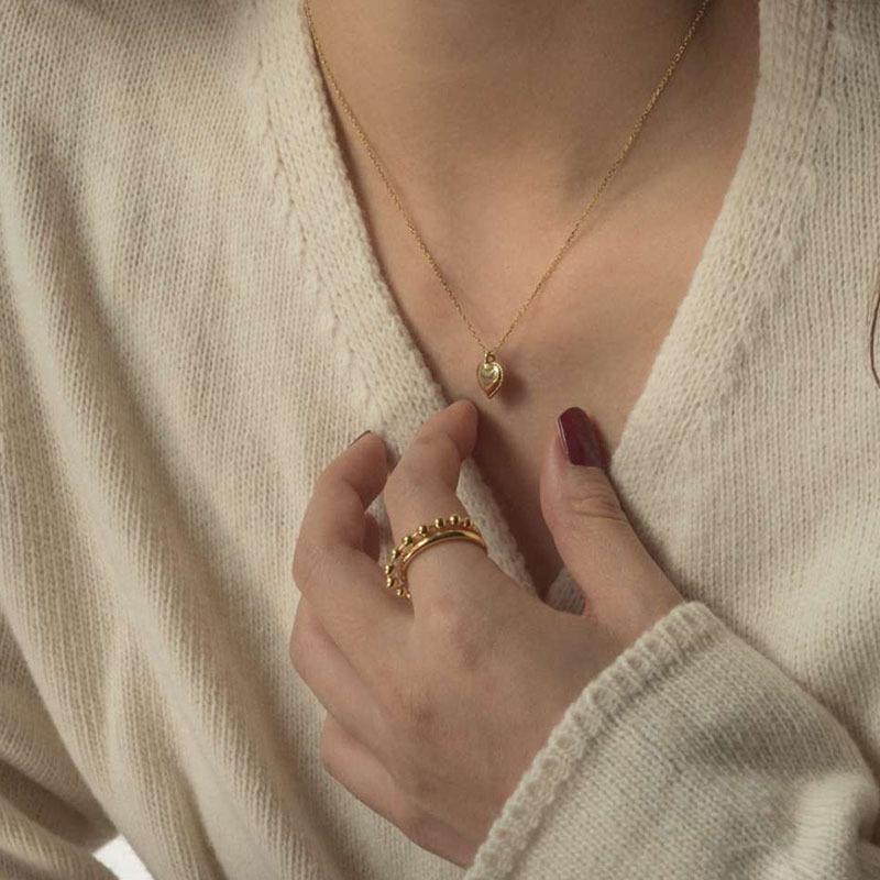 Double Layer Beaded Chain Titanium Steel Retro Ring - Fashionable Personalized Women's Index Finger Ring