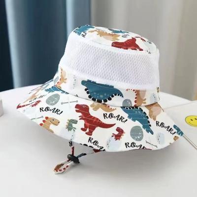 Cute Cartoon Print Baby Sunshade Hat Mesh Wide Brim Summer Sun Hat Breathable Kids Fisherman Hat