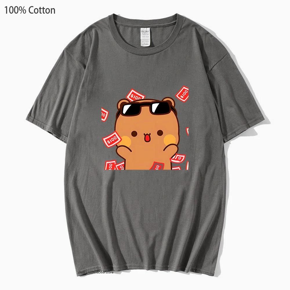 Cute Bubu and dudu Is So Rich Millionaire T-Shirts for Men Women Couple clothes Cotton Tops Panda Bear Tees Casual