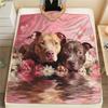 Pink Pitbull,pattern Flannel Blanket, High quality Comfortable for All Seasons, Home Decor, Warmth and Comfort, Perfect for Gifts.