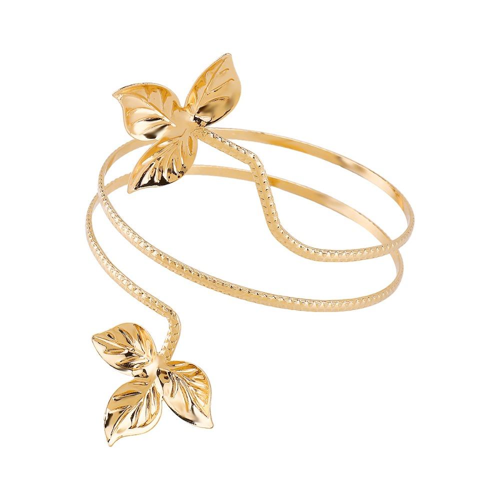 Butterfly Opening Cuff Bracelets Leaf Circle Upper Arm Bracelet Flower Armband Arm Chain  Party