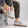 Patchwork Vintage Casual Sports Shoes for Men Leather Hiking Sneakers Mens Platform Walking Athletic Shoe Unisex White Loafers