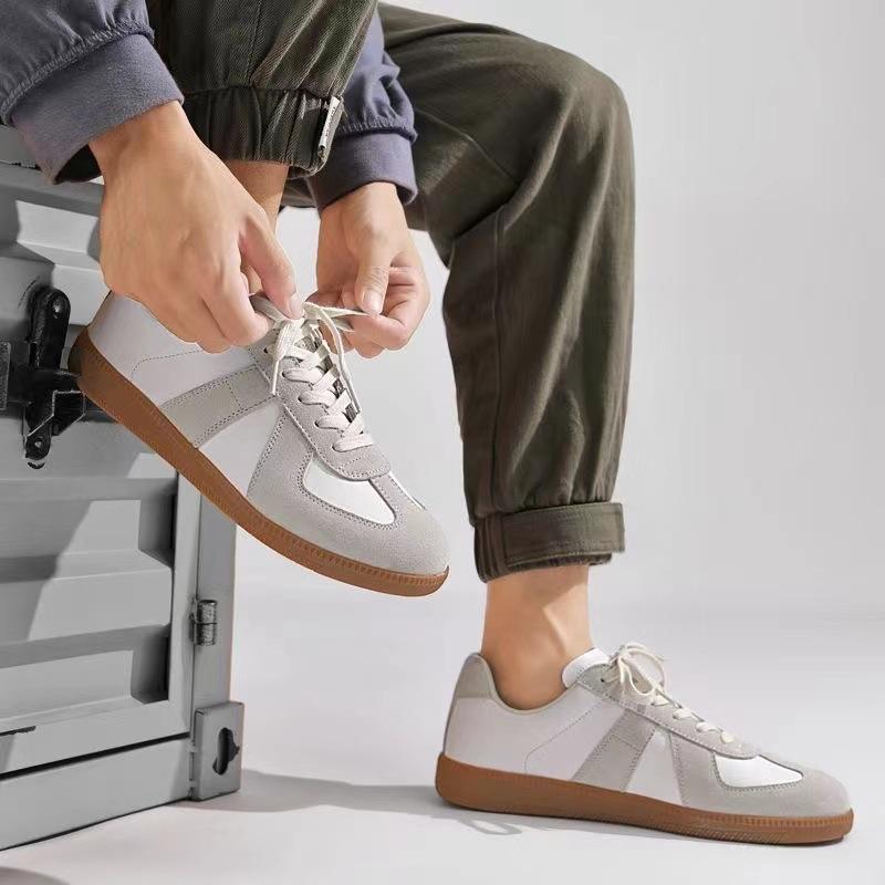 Patchwork Vintage Casual Sports Shoes for Men Leather Hiking Sneakers Mens Platform Walking Athletic Shoe Unisex White Loafers