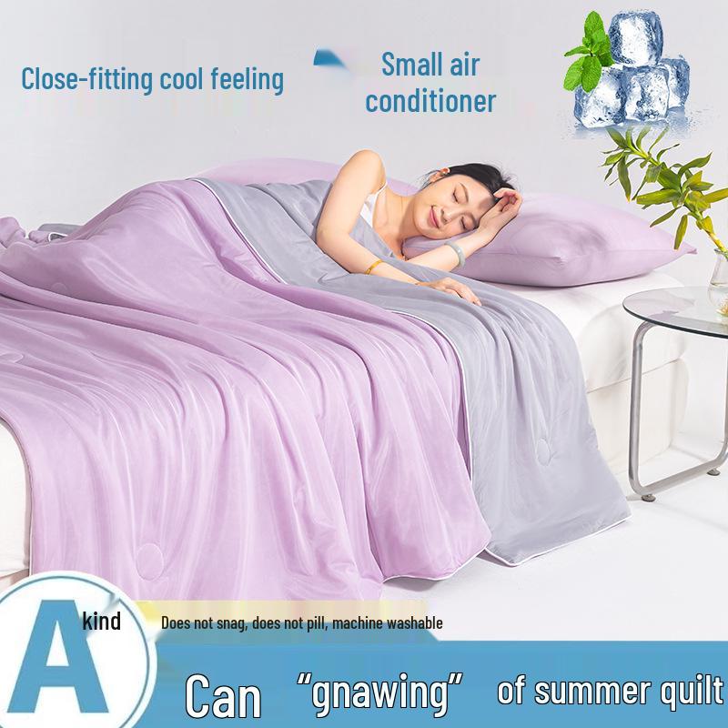 2025 A-Class Mica Cool Silk Summer Air Conditioning Quilt - Luxury Solid Color, Double Spliced, Washable