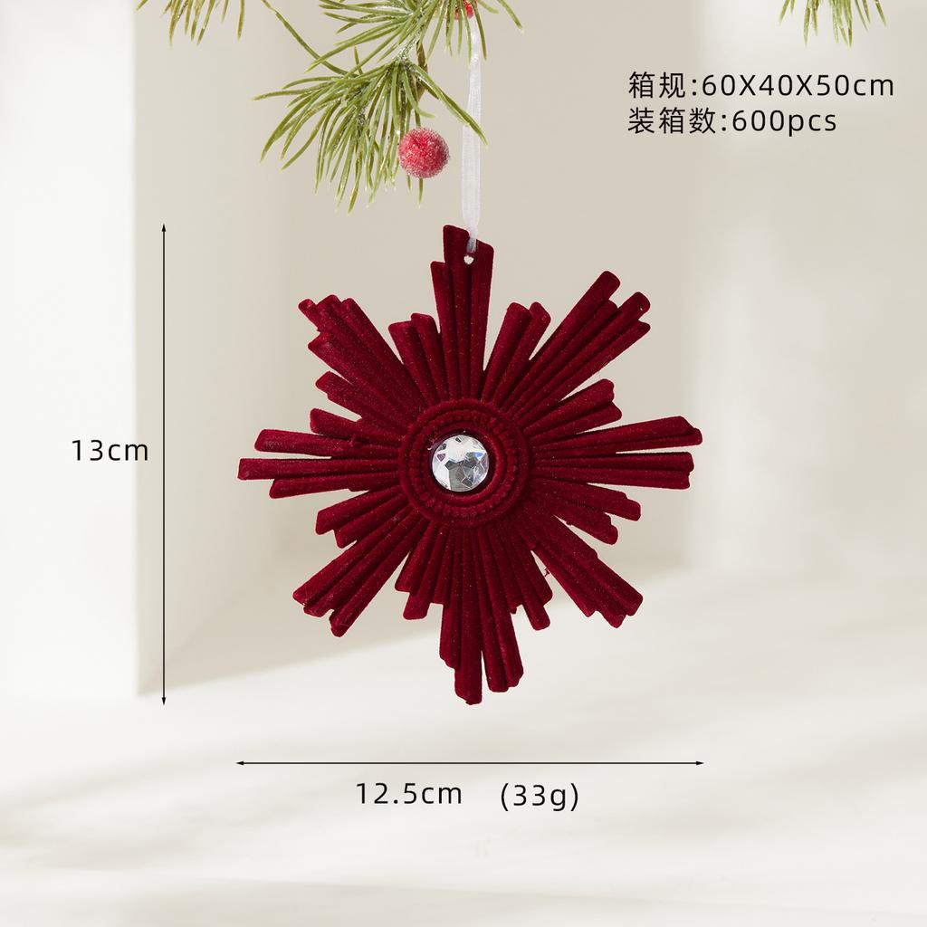 Red Velvet Flocked Christmas Tree Pendant Snowflake Bell Wreath Stocking Bow Elk Christmas Decoration Ornaments Home Decor