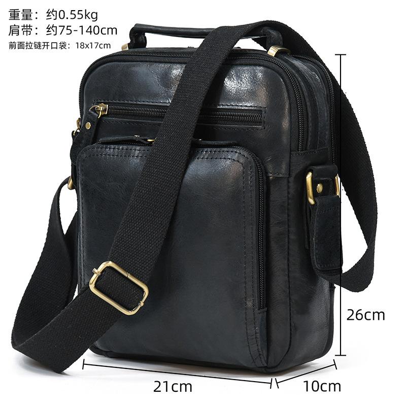 Men'S Genuine Leather Shoulder Bag Casual Messenger Bag First Layer Cowhide Portable Shoulder Bag Genuine Leather Men'S Bag
