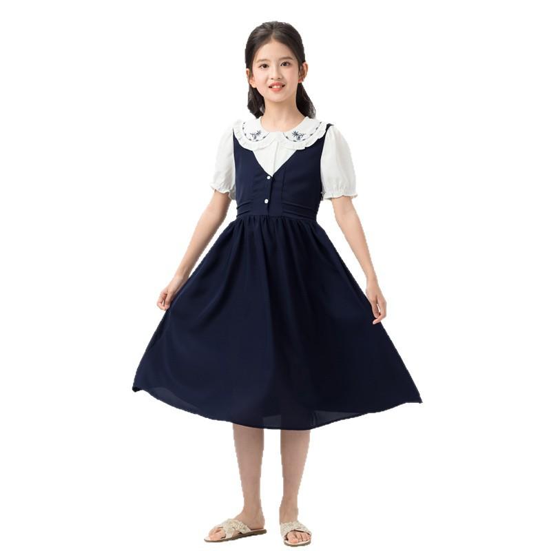 

Girls Fashionable 100% Cotton Dresses: Summer Princess Dresses for Kids 160cm Темно-синій