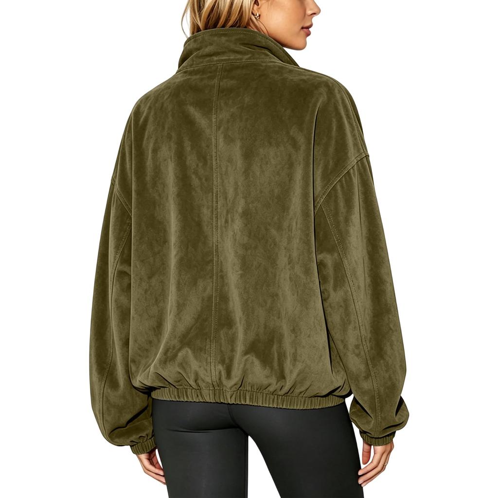 Damen Kapuzenpullover mit Reißverschluss Stehkragen Farbe Langarm Lässige Jacke Oberbekleidung