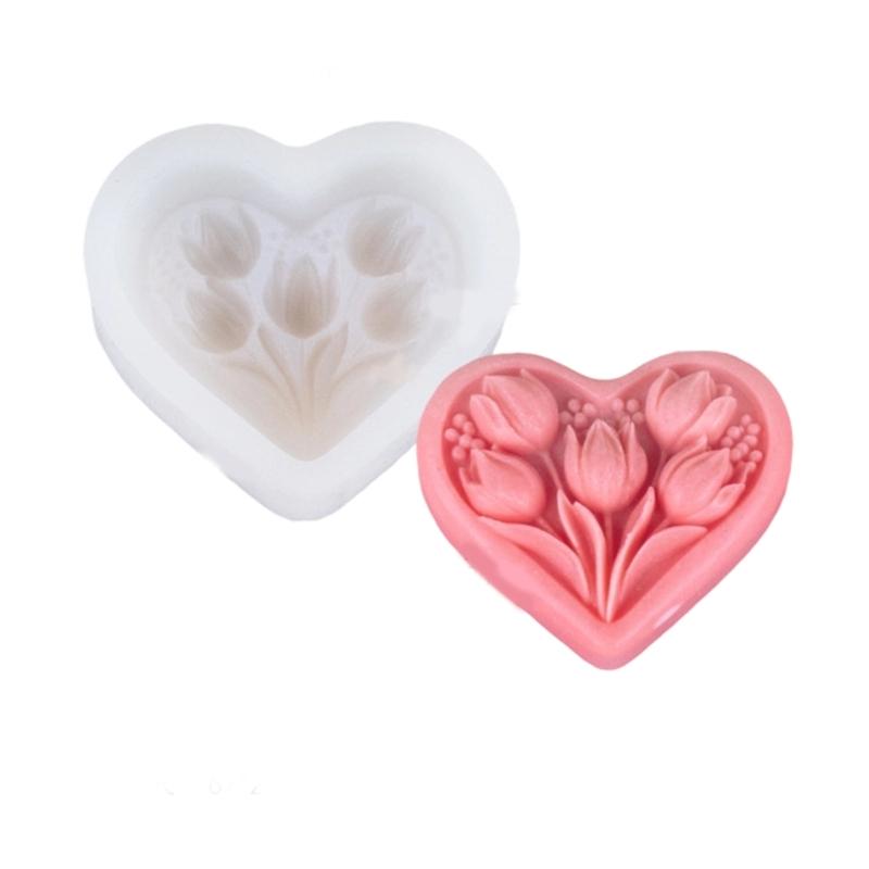 Food Grade Silicones Heart Tulips Candle Valentines Making Molds Easy To Use For Beginners And Craft Lovers