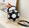 Bolsa Mini Transversal Tendência em Formato de Bola de Basquete, Bolsa Divertida com Alça de Corrente e Detalhes Dourados, Perfeita para Looks Casuais Esportivos Chiques