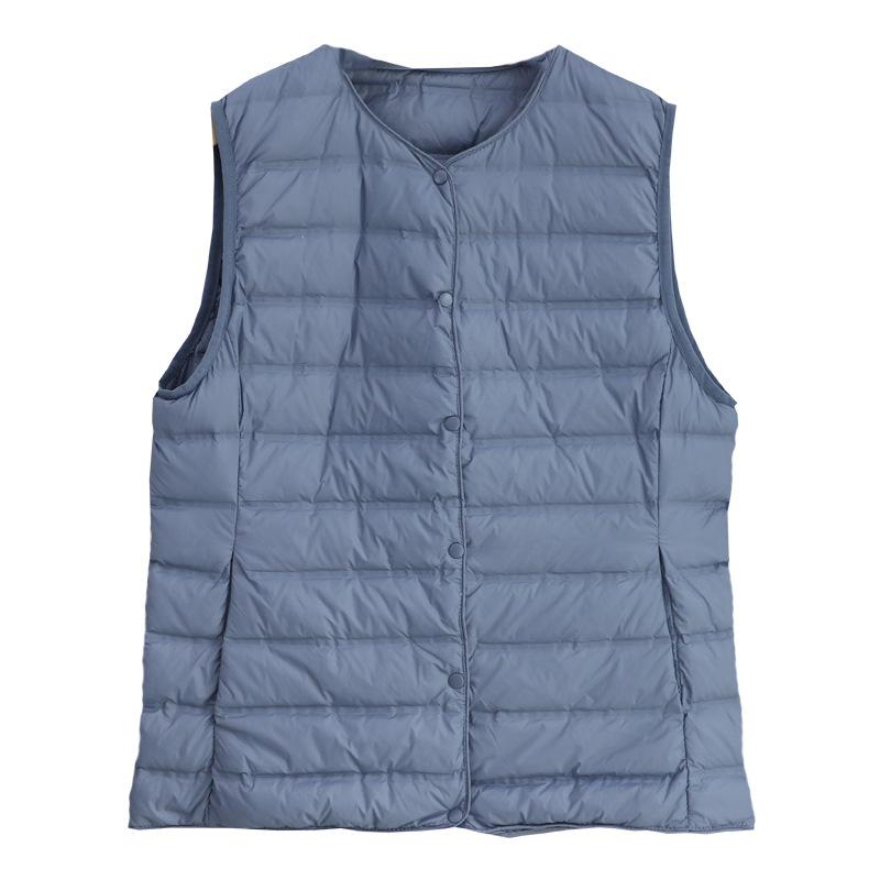 New Light and Thin Collarless Down Vest Women's White Duck Down Liner Thin Down Jacket Pressure Glue Vest Vest