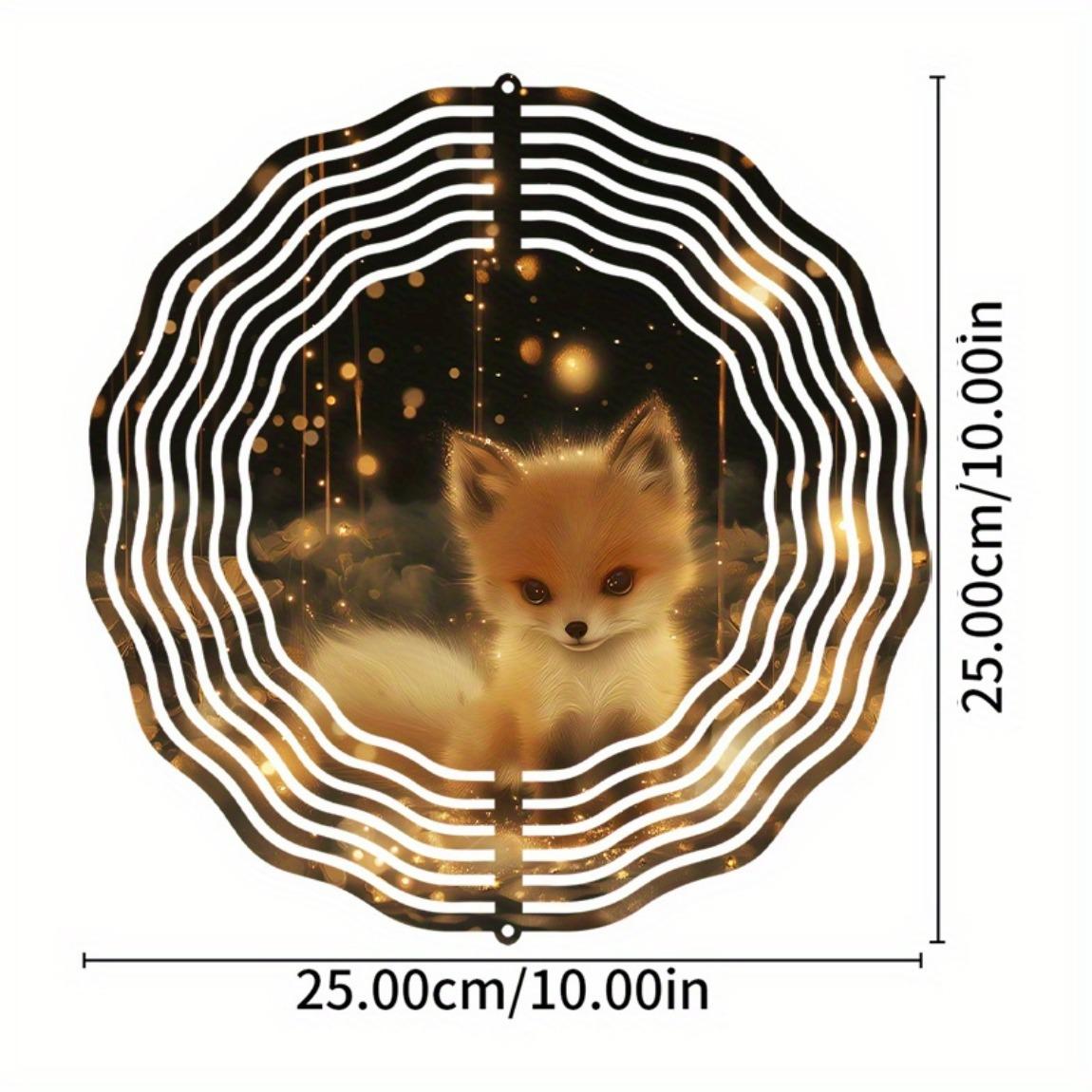 

Переливающийся 3D Колокольчик Ветра Лиса - 10-дюймовое Двустороннее Круглое Металлическое Подвесное Украшение для Сезонных Праздников (Не требуется питание) 01A