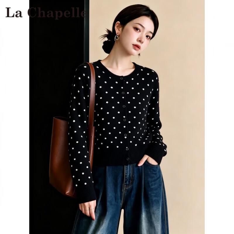 La Chapelle Women's Polka Dot Long-Sleeve Knit T-Shirt