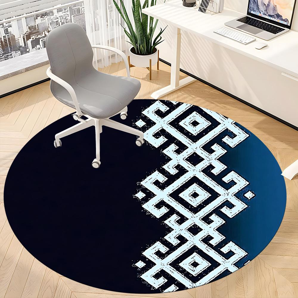 1pc Mandala Pattern Office Round Area Rug, Mat Suitable For Office, Under Office Chairs Bedroom Living Room Home Decor, Room Deco