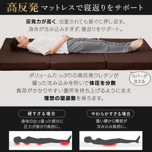 Iris Plaza Single Mattress, 10cm Thick, High-Resilience Tri-Fold Urethane Foam Mattress with Breathability and Pressure Distribution, Navy, AHPM3-25D-