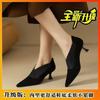 French casual senior pointed single shoes 2025 autumn new wear versatile single shoes elegant non-slip high heels