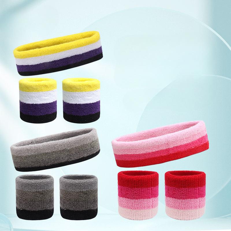 Sports Sweattrap Cotton Wrist Strap Set Wipe Sweat Basketball Running Sweat Guide Wrist Strap Headband