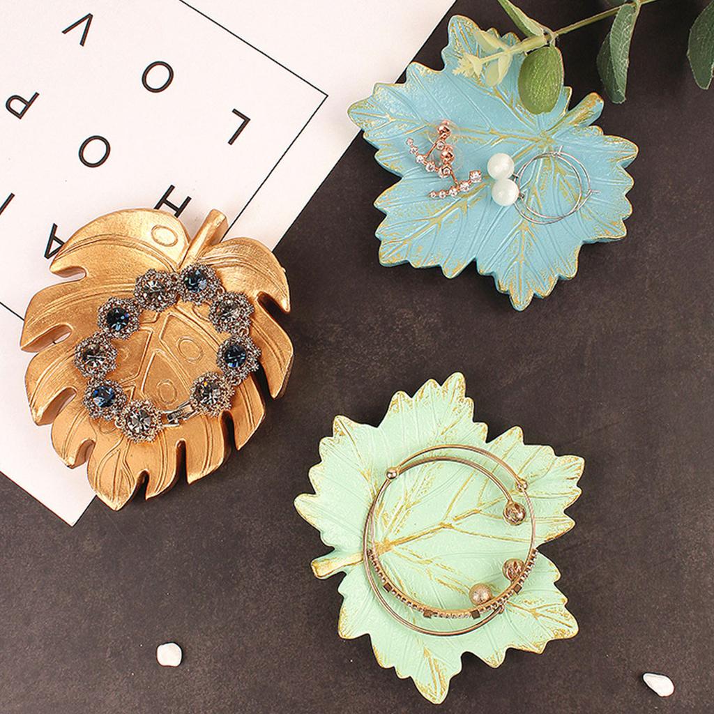 Jewelry Holder Tray Leaf-shape Jewelry Catchall Tray Earrings Holder Trinket Tray Home Decorations Gift for Girl Women