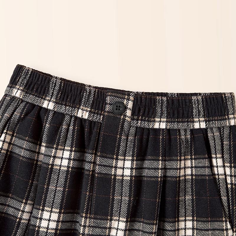 Women's Elastic Waist Plaid Wide-Leg Casual Pants
