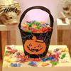 Halloween Candy Bucket Trick or Treat for Kids Pumpkin Face Ghost Bat Cat Storage Container Snack Basket Holder with Handle Party Favors Lightweight