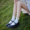 Ruffle Ankle Socks for Women Cotton Soft Solid Color Ribbed Knitted Lettuces Edge Low Cut Middle Tube Frilly Crew Socks