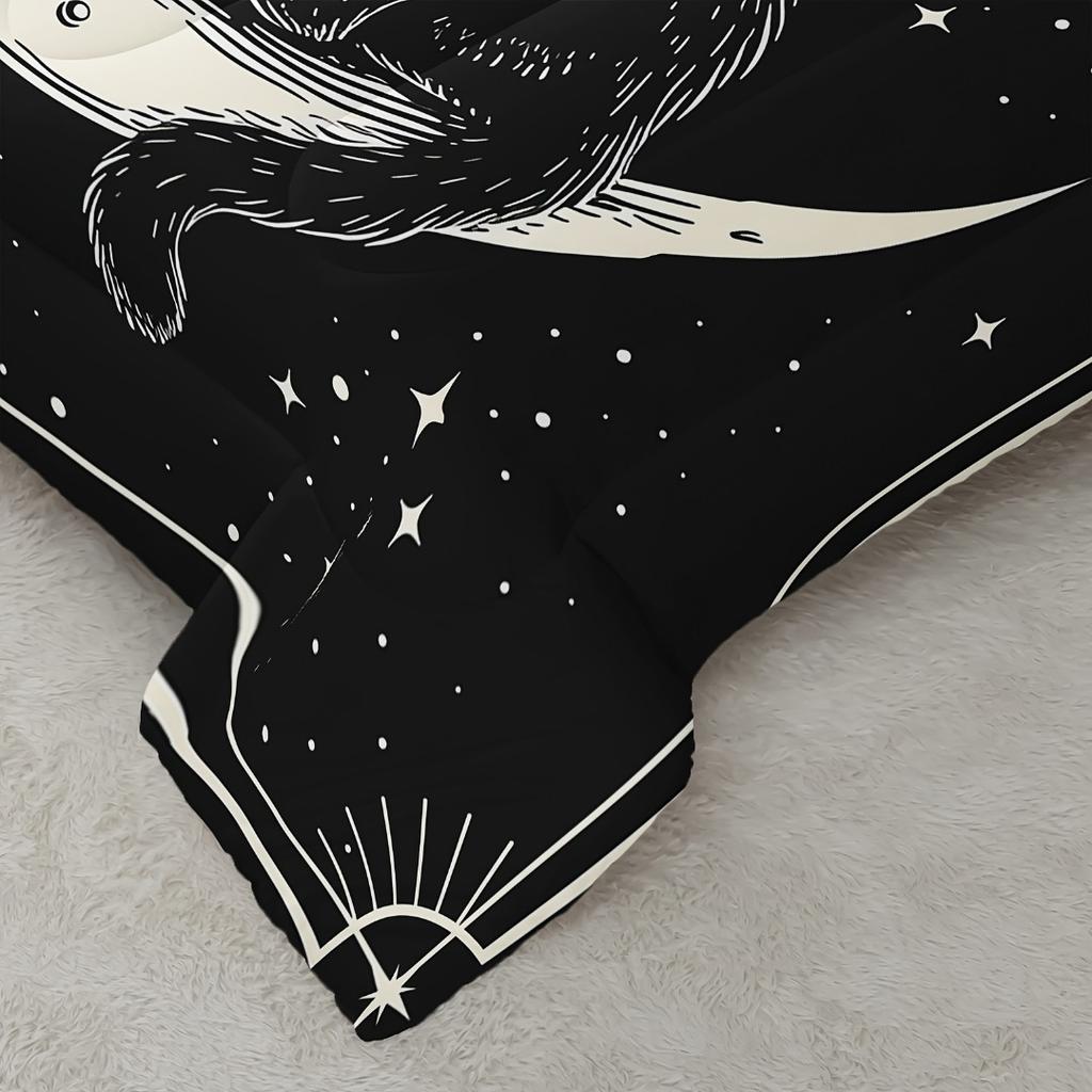 Schwarze Katze Mond Digital bedrucktes Bettwäscheset Weich Gemütlich Bettbezugset King Queen Twin Einzelgröße Geburtstagsgeschenk Raumdekoration