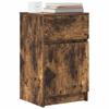 Nightstand Smoked Oak Finish 39 X 35 X 65 Cm Engineered Wood