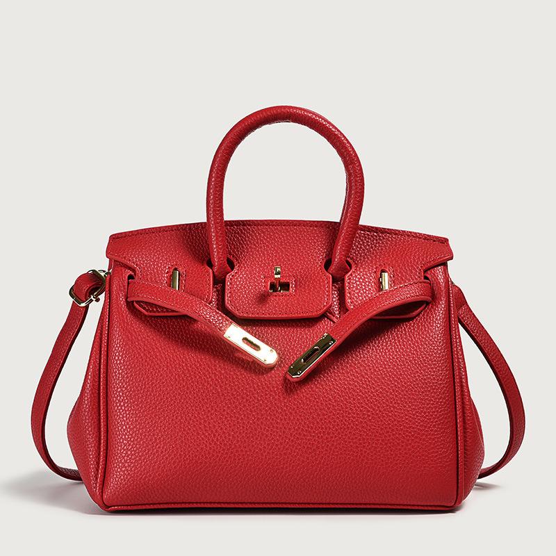 New Lychee Pattern Small Silk Scarf Lock Platinum Bag Portable Shoulder Oblique Span Women's Bag