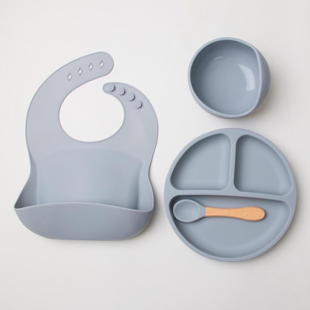Stainless Steel Kids' Dinner Set with Anti-Slip Silicone Suction & Utensils