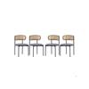 Chaise de salle à manger - MUVOE - Lot de 4 - Velours gris - Dossier en rotin - Pieds en métal