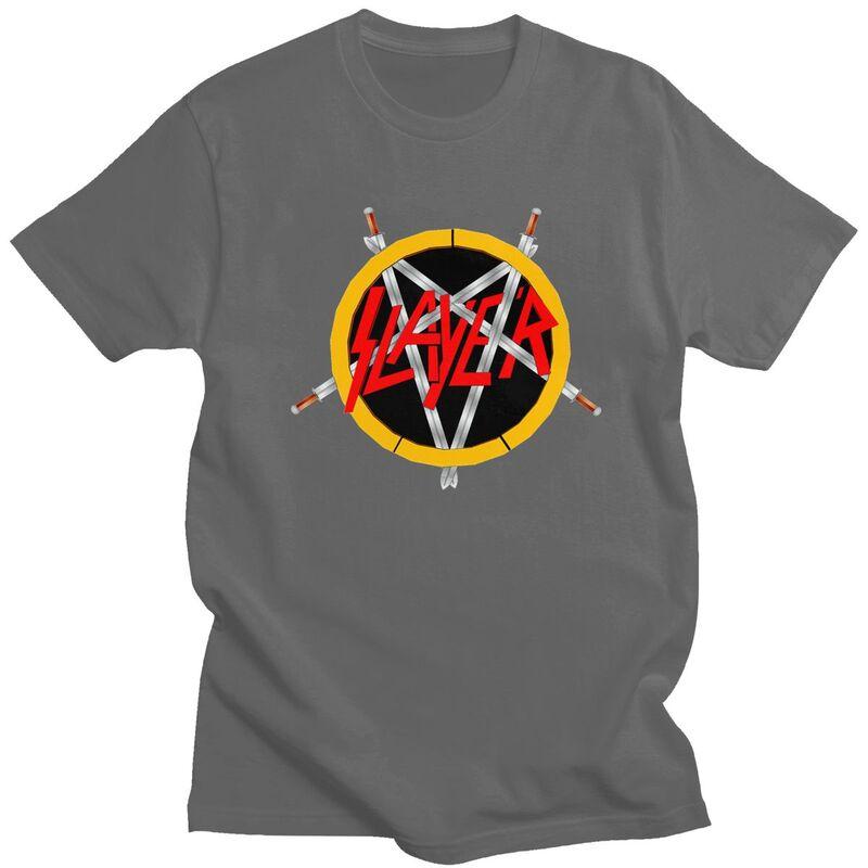 Custom Heavy Metal Rock Slayers Logo T Shirts Men ShortSleeve Tshirt Casual Tee 100 Cotton Oversized Tshirt Gift