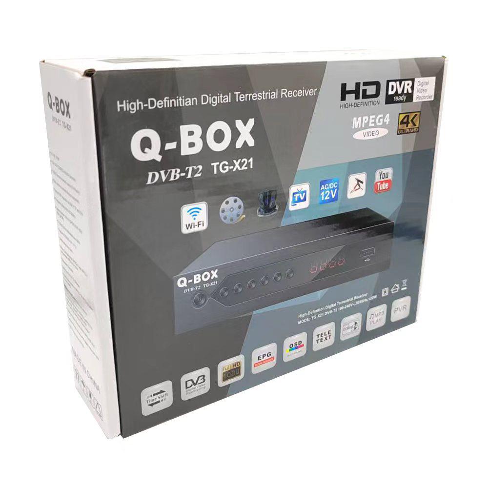 

DVB-T2 Terrestrial Digital TV Set-Top Box with WiFi Support for Indonesia, Russia, Africa, Central Asia, and Colombia 168x95x38 mm чорний