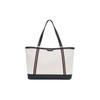 Logo Patch Snap Closure Fabric And Leather Tote Bag Women Tote Bags Natural Black 6306547