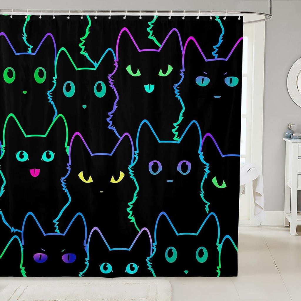 Sött Enhörning Duschdraperi Set Flickor Barn Pojkar Lila Enhörning Badrumsgardiner Kawaii Rumsinredning, Regnbåge Vattentätt Badrum