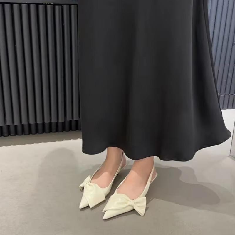 Sexy Leopard Bow Women Pointed Toe Sandals Summer Slingback Sandalias Mujer Dress Shoes Low Heels Flip Flops Pumps Femme Slides