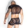 Gli uomini mostrano il corpo sexy vestiti in rete professionale discoteca gay bar performance prospettiva sesso biancheria intima mano strappo
