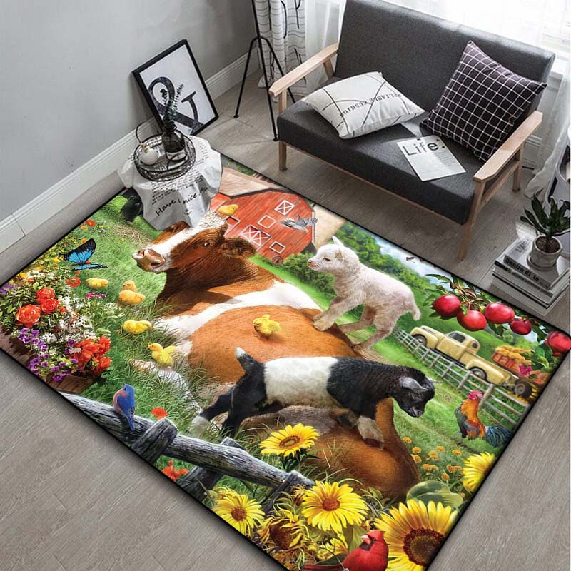 Boat Cats Dogs Lake Area Rug, Pet Scenery Floor Mat